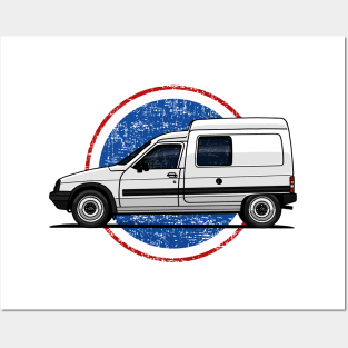 The iconic white van with french circle background Posters and Art